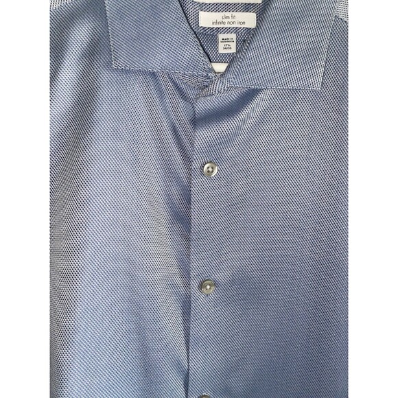 Men's Button Down Dress Shirt Calvin Klein Slim Fit Infinite Non Iron 17.5 34/35 - Picture 12 of 12